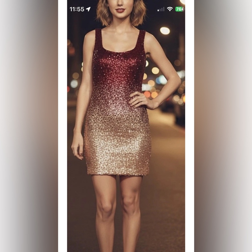 Vintage Speechless Y2K red gold sequin Swiftie Grammy inspired dress prom size 9